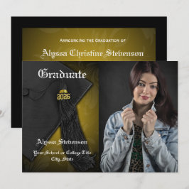 Gruppe 2025 Gold Tassel Uni Foto Abschluss Einladung