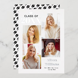 Gruppe 2025 Silberfolie Abschluss 4 Fotos Folieneinladung