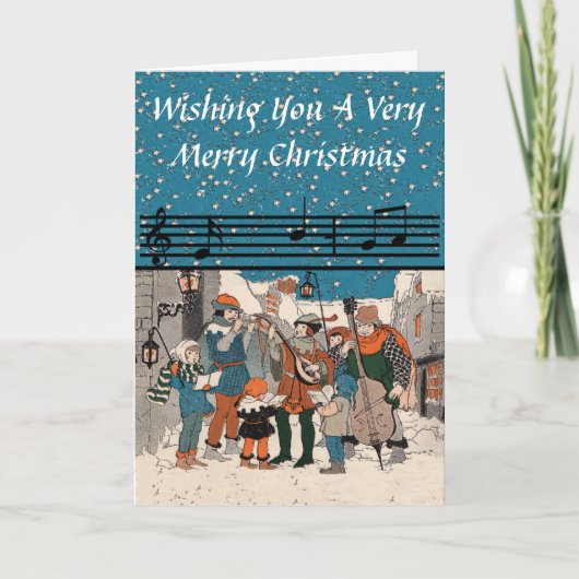 Gruppe Alte Weihnachtslieder Musiker Schnee Feiertagskarte (Vorderseite)
