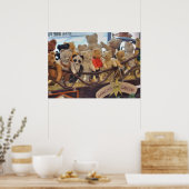 Gruppe antiker Teddybären Poster (Küche)
