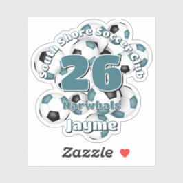 Gruppe aquamariner schwarzer Fußballbälle Mannscha Aufkleber