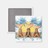 Gruppe Blue Palm Tree Graphic Magnet (Vorderseite/Rückseite)