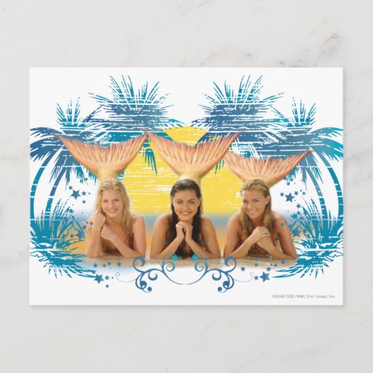 Gruppe Blue Palm Tree Graphic Postkarte (Vorderseite)