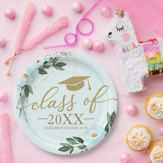 Gruppe der Aquamarinen Blumenzucht 2021 Pappteller (Party)