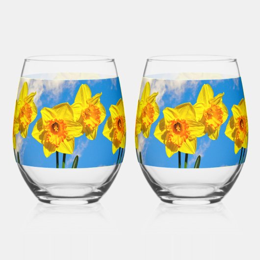 Gruppe der Daffodils Goldmedaille-Blume Weinglas Ohne Stiel (Rückseite)