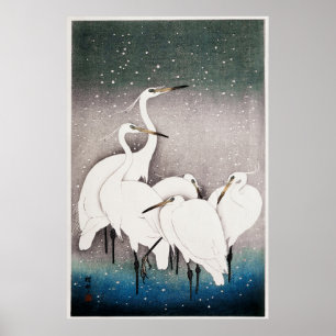 Gruppe der Egrets von Ohara Koson (1925-1936) Poster