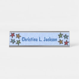 Gruppe der farbenfrohen Schildkröten Abstrakte Mar Schreibtischnamensplakette