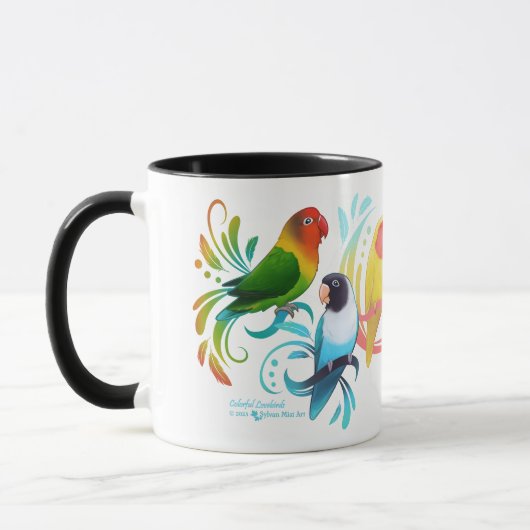 Gruppe der farbigen Lovebirds Tasse (Links)