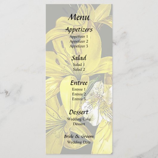 Gruppe der gelben Lilien Menükarte (Vorderseite)
