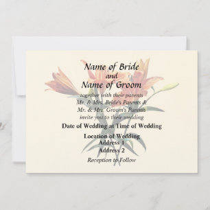 Gruppe der Hochzeitslieferungen von Orange Lilies Einladung