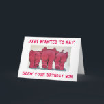 GRUPPE DER PINK-ELEFANTEN GLÜCKLICH BIRTHTAG "SON" KARTE<br><div class="desc">PINK ELEPHANTS NUR FÜR "SON" AM "SEINEN GEBURTSTAG" WERDEN FUN ZU SENDEN UND ZU ERHALTEN. HEUTE EIN KLEINES AUF SEIN FACH!</div>