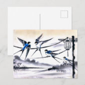 Gruppe der Schwalben Ansammlung auf einer Power Li Postkarte (Vorne/Hinten)