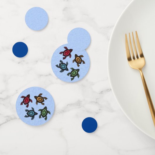 Gruppe der Schwarzen Schildkröten mit farbenfrohen Konfetti (Gruppe)