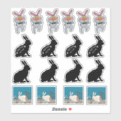 Gruppe der verschiedenen Ostern Bunny Rabbits Whit Aufkleber (Blatt)