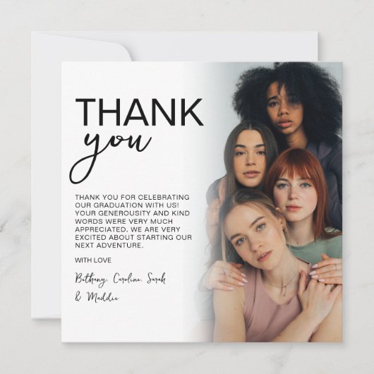 Gruppe "Doppelseitiges Foto" Dankeskarte (Vorderseite)