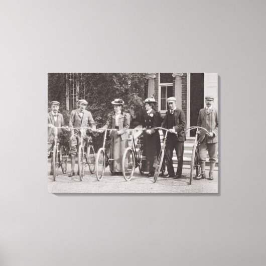 Gruppe Edwardischer Fahrradfahrer, Anfang der 1900 Leinwanddruck (Vorderseite)
