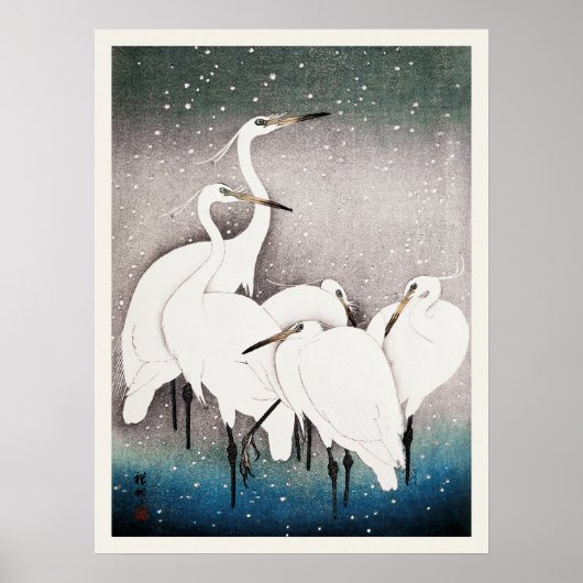 Gruppe Egrets Ohara Koson Japanischer Vogel Print Poster (Vorne)
