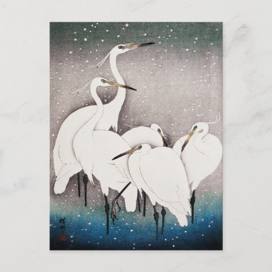 Gruppe Egrets Painting von Ohara Koson Postkarte (Vorderseite)