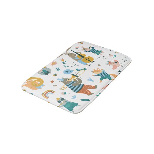 Gruppe farbiger Tiere Badematte (Schrägansicht)