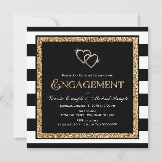 Gruppe für das Engagement von Schwarzen Streifen Einladung (Rückseite)