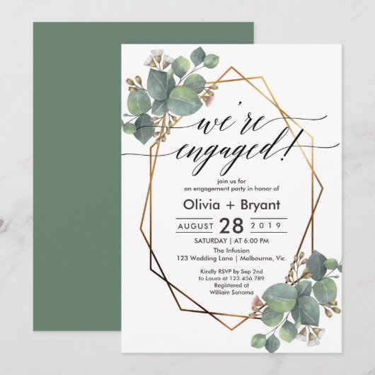 Gruppe für geometrische Rahmen der Eukalyptus Einladung (Vorne/Hinten)