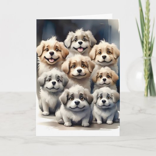 Gruppe glücklicher Hunde Portrait Blank Gruß Karte (Vorderseite)
