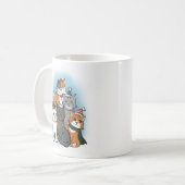Gruppe Katzen, die das Weihnachtsbild posieren Kaffeetasse (Vorderseite Links)