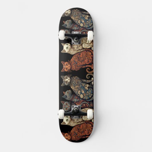 Gruppe Katzen im Viktorianischen Hintergrundstil Skateboard (Vorderseite)