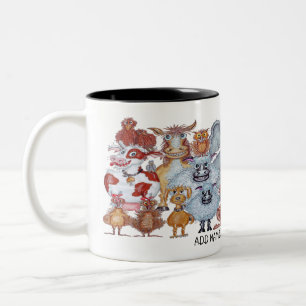 Gruppe lächelnder Tiere Cartoon Zweifarbige Tasse