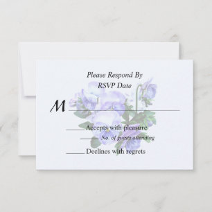 Gruppe lila Stiefmütterchen und Blätter Hochzeitsp RSVP Karte