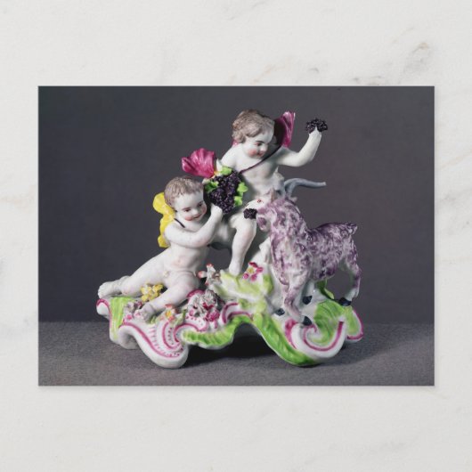 Gruppe Longton Hall, zwei putti mit Ziege, c.1755 Postkarte (Vorderseite)