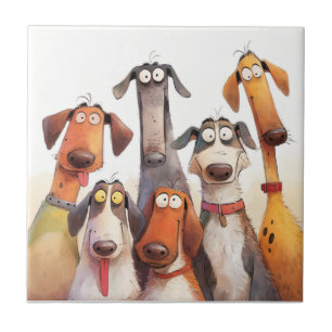 Gruppe lustiger verrückter Hunde Fliese