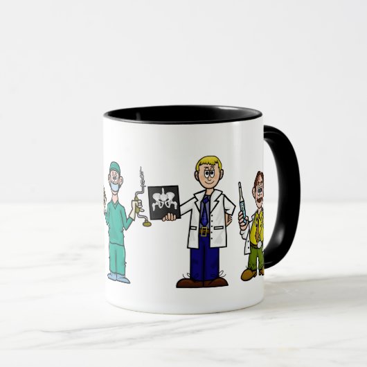 Gruppe männlicher Ärzte Kaffeepause Tasse (VorderseiteRechts)