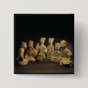 Gruppe Musiker, Tänzer und Bedienstete (terracot Button