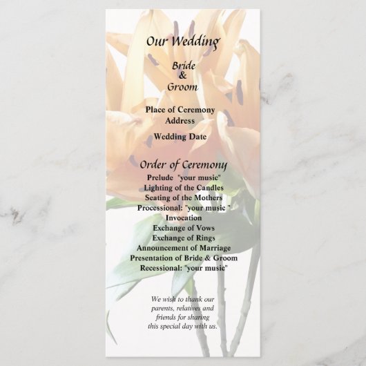 Gruppe Orange Lilies Programm (Vorderseite)
