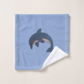 Gruppe Ozean-dunkelblaue weiße springende Delphine Badhandtuch Set (Waschlappen)