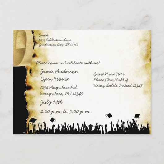 Gruppe Parchment Scroll Hoher Abschluss Einladung (Rückseite)