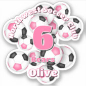 Gruppe rosa schwarze Fußballbälle Mannschaftsname Aufkleber (Vorderseite)