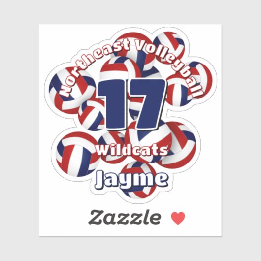 Gruppe roter blauer Volleyballs Teamname Aufkleber (Blatt)