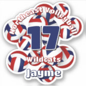 Gruppe roter blauer Volleyballs Teamname Aufkleber (Vorderseite)