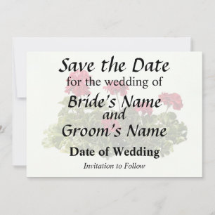 Gruppe roter Geranien Save The Date