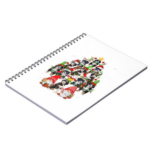 Gruppe Santa Reindeer Elf Bernedoodles als Weihnac Notizblock (Linke Seite)