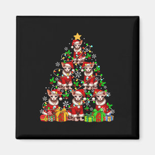 Gruppe Santa Sphynx Katzen als Weihnachtsbaum farb Magnet