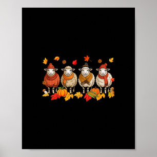 Gruppe Schafe Erntedankfest Herbst Blätter Kürbiss Poster