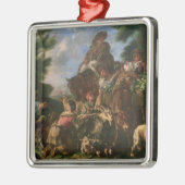 Gruppe Schäfer mit einem Pferd Ornament Aus Metall (Links)