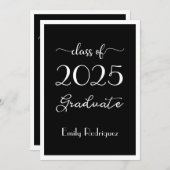 Gruppe Schwarz-weißer Eleganter Abschluss 2023 Einladung (Vorne/Hinten)