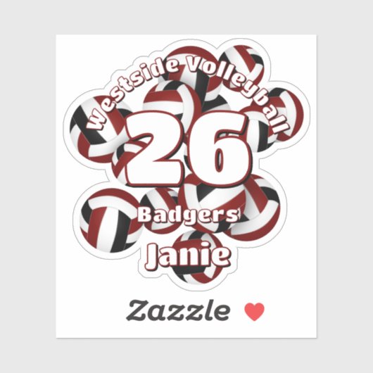 Gruppe schwarzer Volleyball-Mannschaftsnamen Aufkleber (Blatt)