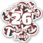 Gruppe schwarzer Volleyball-Mannschaftsnamen Aufkleber (Vorderseite)