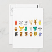 Gruppe süße Tier Postkarte (Vorne/Hinten)