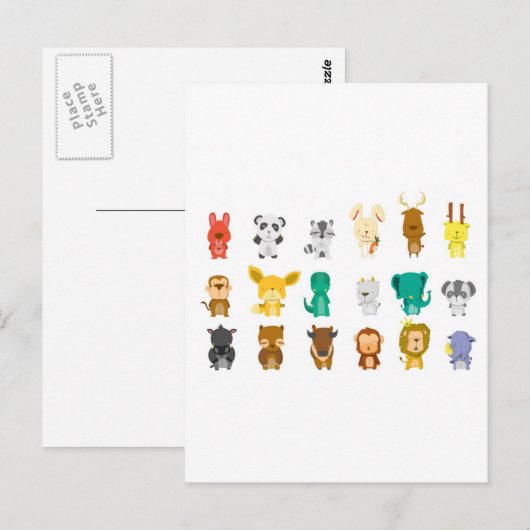 Gruppe süße Tier Postkarte (Vorne/Hinten)